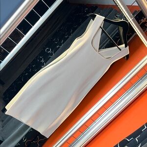 NWT New York & Company Emory Park Sand Beige Ribbed Sculpting Bandage Dress 🥯